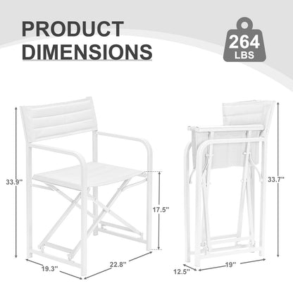 34(H) inch Outdoor Camping Chairs, Portable Patio Director's Chairs with Folding Aluminum Frame