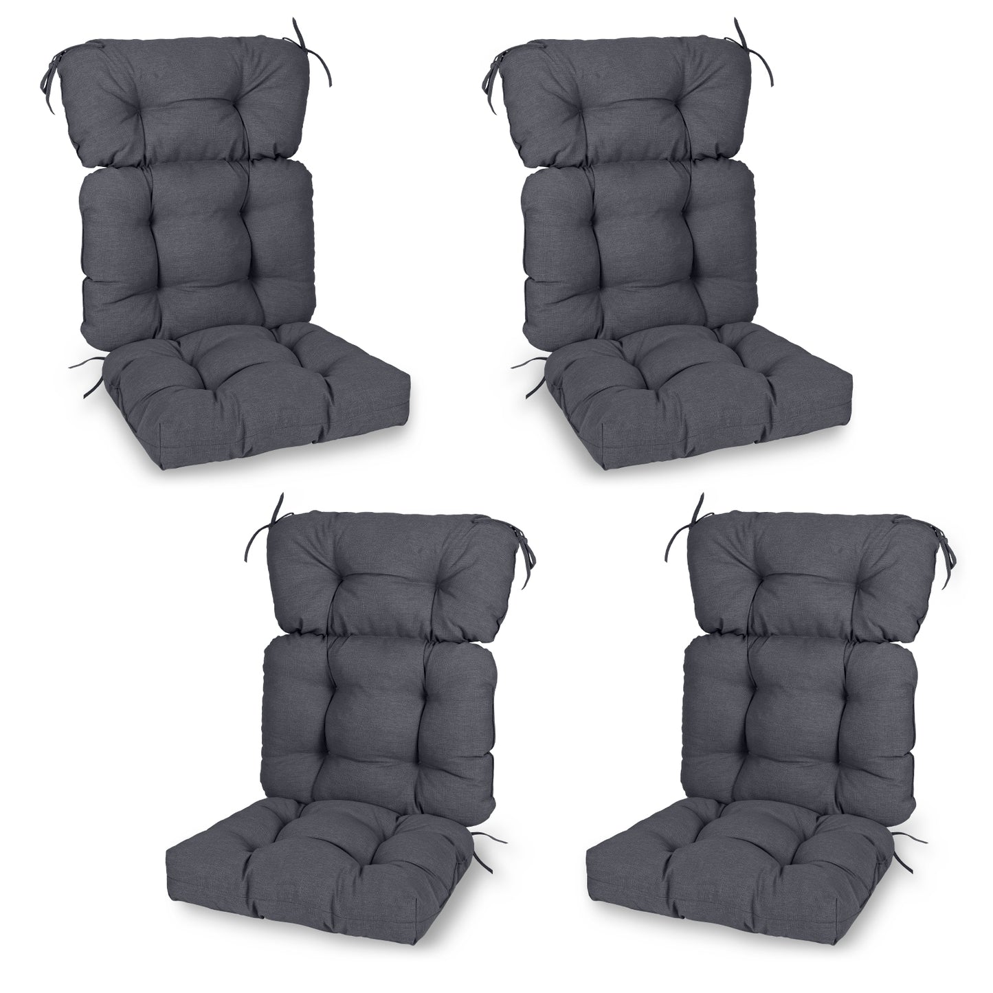 Tufted Outdoor High Back Chair Cushions Patio Replacement Cushion, Dark Gray