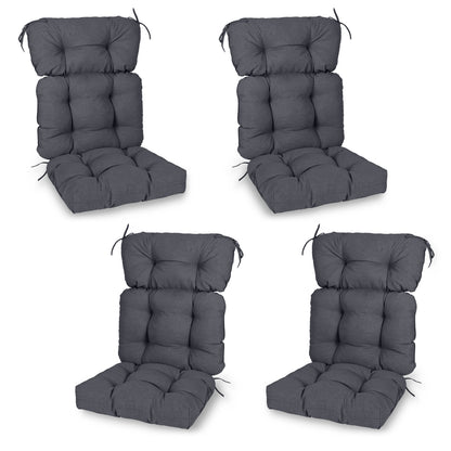 Tufted Outdoor High Back Chair Cushions Patio Replacement Cushion, Dark Gray