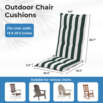 47x21x2.4 inch High Back Tufted Patio Chair Cushions, Green Stripe