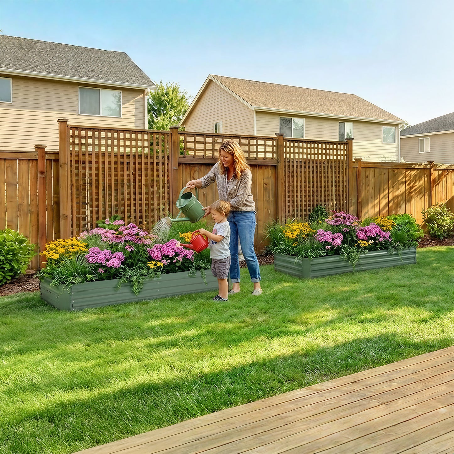 11" Tall Metal Raised Garden Bed, Galvanized Steel Planter Box - 4'x2'