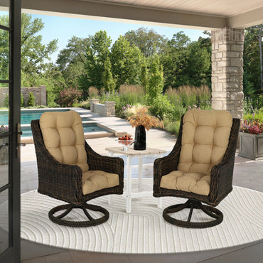 Outdoor High Back Tufted Adirondack Chair Cushion, Patio Rocking Chair Cushions with Ties, Set of 2, Brown Aoodor 