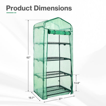 4 Tier Upgrade Greenhouse with Protective PE Base, Green