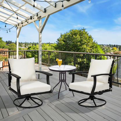 Waterproof Outdoor Deep Seat Cushion Set with Adjustable Straps & Removable Cover - Ivory White