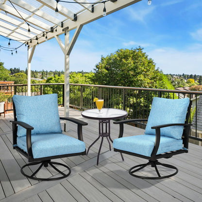 Waterproof Outdoor Deep Seat Cushion Set with Adjustable Straps & Removable Cover - Lake Blue