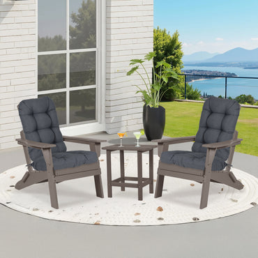 Outdoor High Back Tufted Adirondack Chair Cushion, Patio Rocking Chair Cushions with Ties, Set of 2, Dark Gray Aoodor 