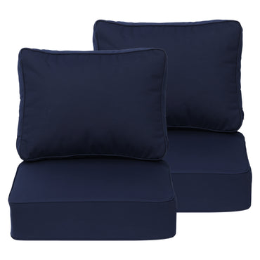 Aoodor Premium Sunbrella Outdoor Patio Chair Cushions Set, Dark Blue