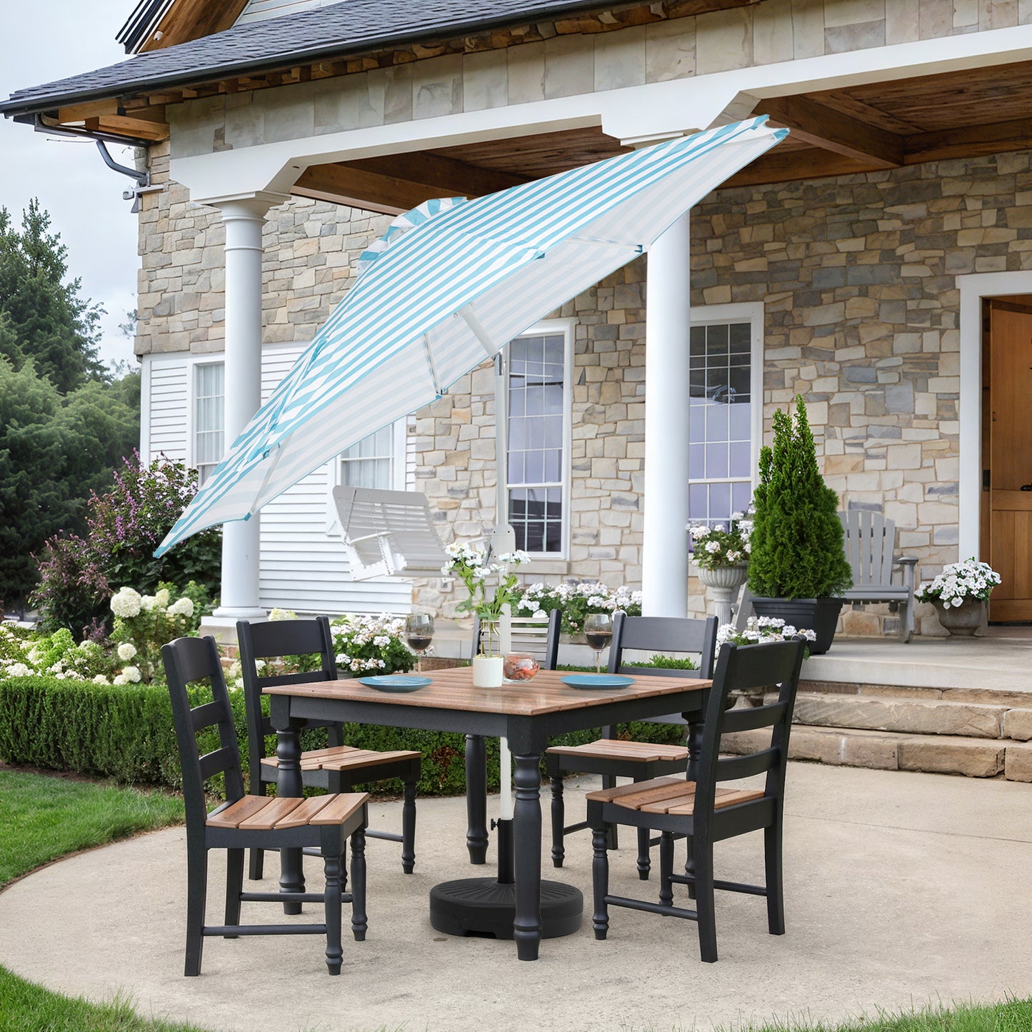 9 ft. Outdoor Patio Market Umbrella with 8 Sturdy Ribs, Push Button Tilt and Crank