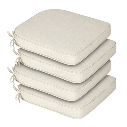 Outdoor Dining Chair Cushions Set, Patio Chair Pads with Ties, Khaki