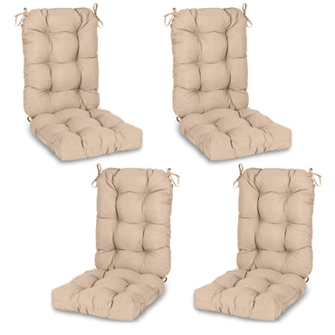 Tufted Outdoor High Back Cushions Patio Replacement Chair Cushion, Khaki