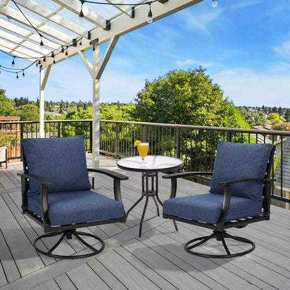 Waterproof Outdoor Deep Seat Cushion Set with Adjustable Straps & Removable Cover - Navy Blue
