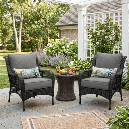 Outdoor Deep Seat Cushion Set with Lumbar Pillow, Patio Chair Back & Seat Cushions, Charcoal