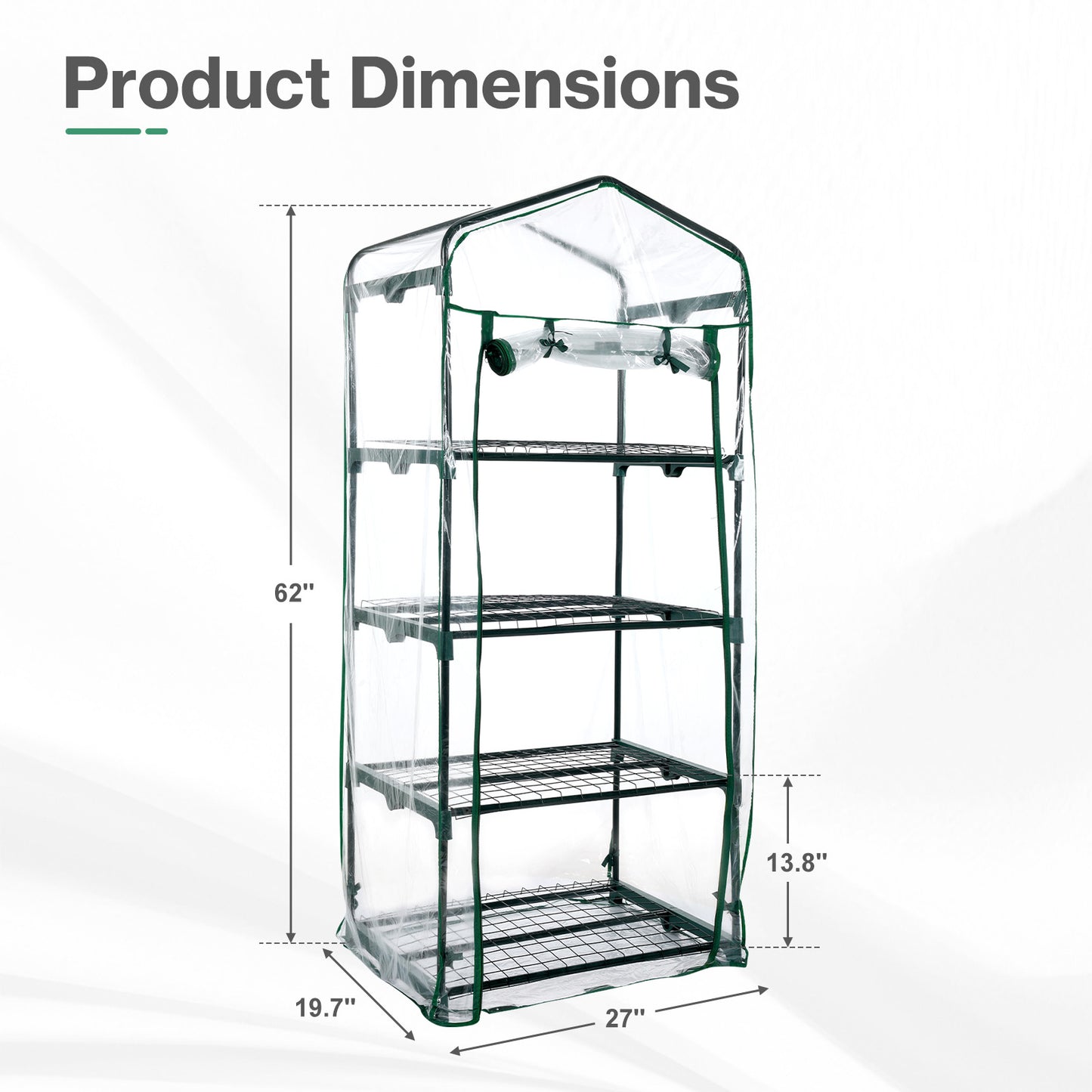 4 Tier Upgrade Greenhouse with Protective PVC Base, Transparent