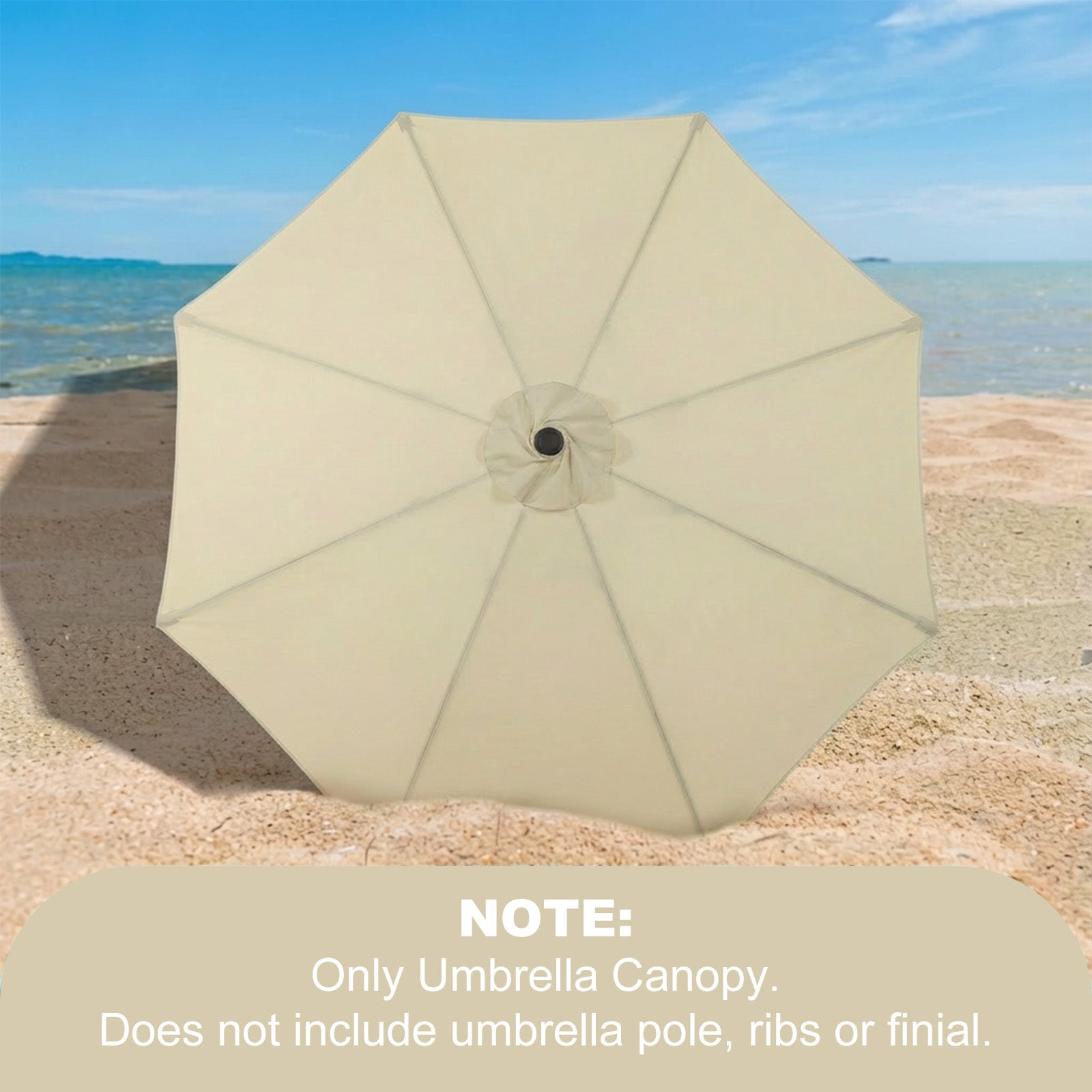 Aoodor Patio Umbrella Replacement Canopy for 10 ft 8 Ribs Table Umbrella