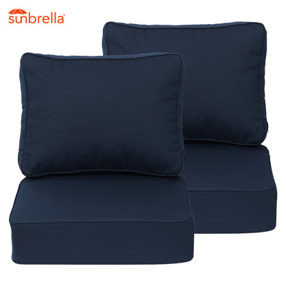 Premium Sunbrella Fabric Outdoor Patio Chair Cushions Set, Canvas Navy