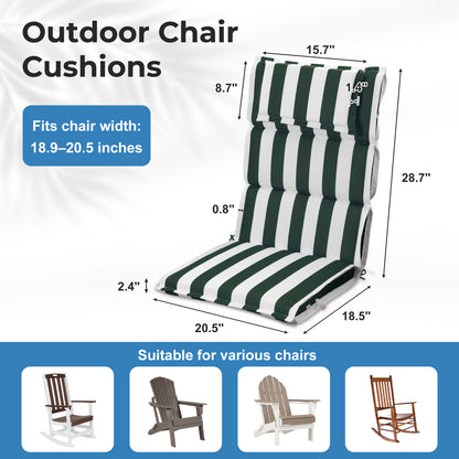 47x21x2.4 inch High Back Patio Chair Cushions with Headrest, Green Stripe