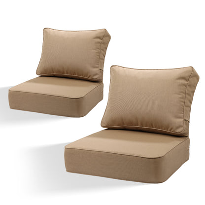 Premium Sunbrella Fabric Outdoor Patio Chair Cushions Set, Canvas Heather Beige