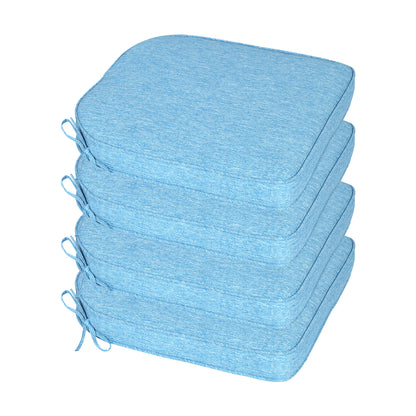 Outdoor Dining Chair Cushions Set, Patio Chair Pads with Ties, Lake Blue