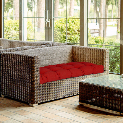 Outdoor Polyester Tufted Bench Cushion, Water & Fade Resistant, Red