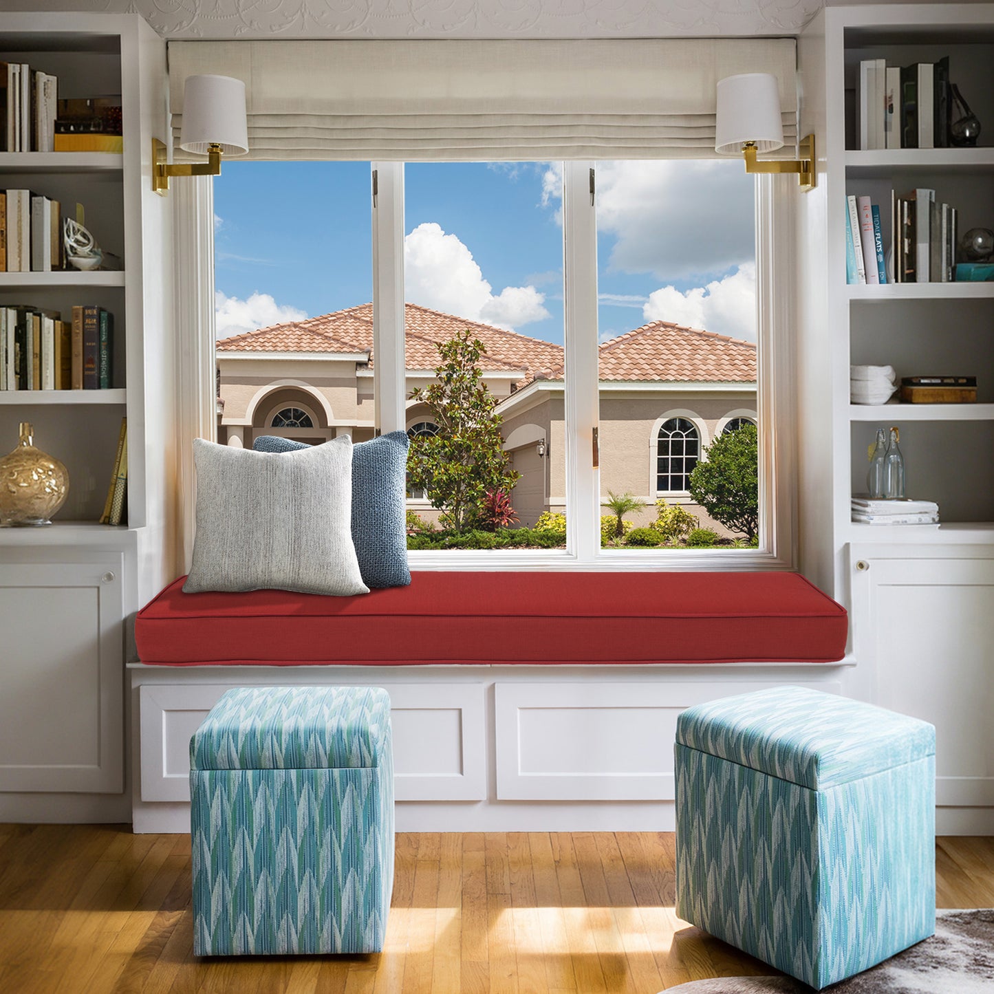46x18x3 inch Patio Bench Cushion - Wine Red