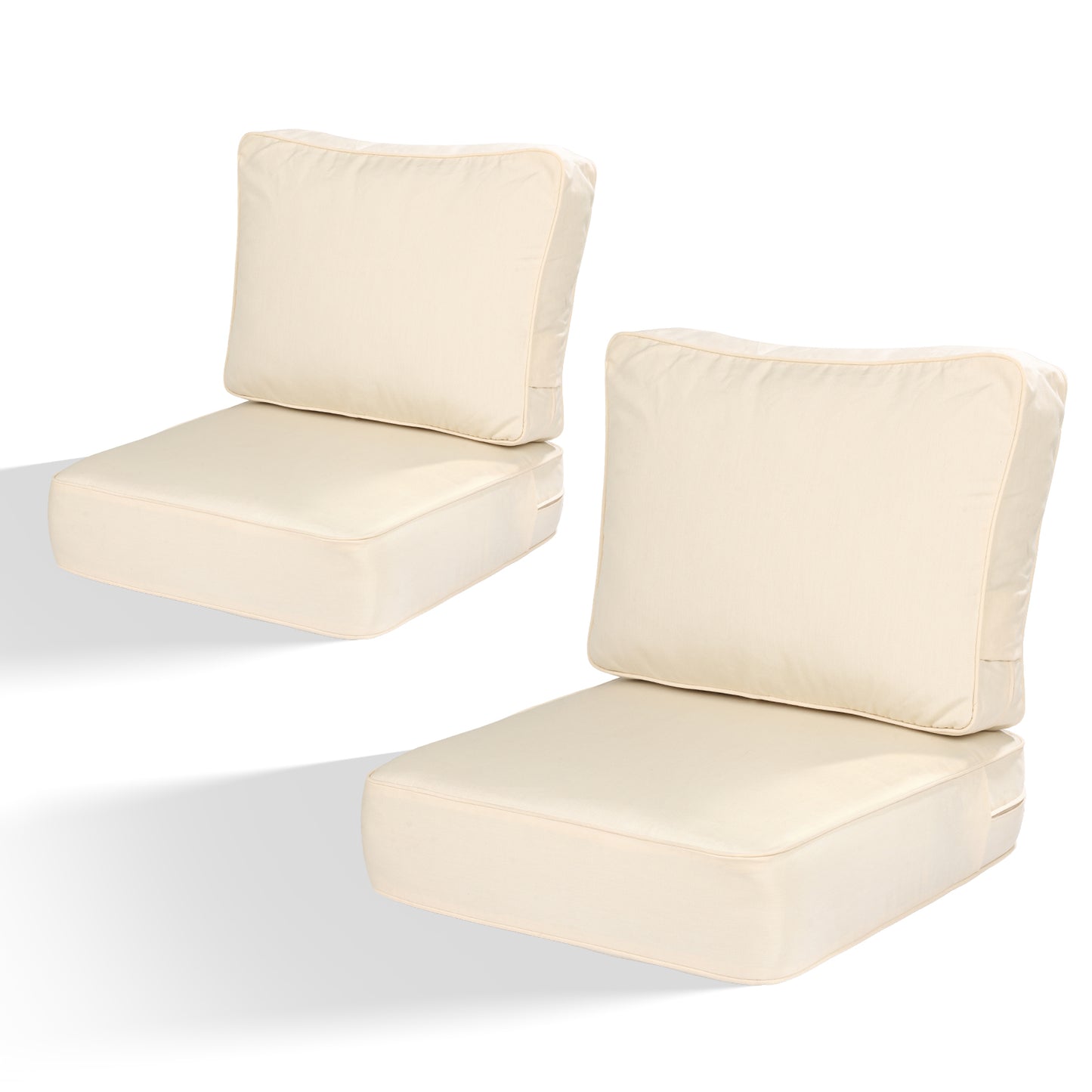 Premium Sunbrella Fabric Outdoor Patio Chair Cushions Set, Canvas Vellum