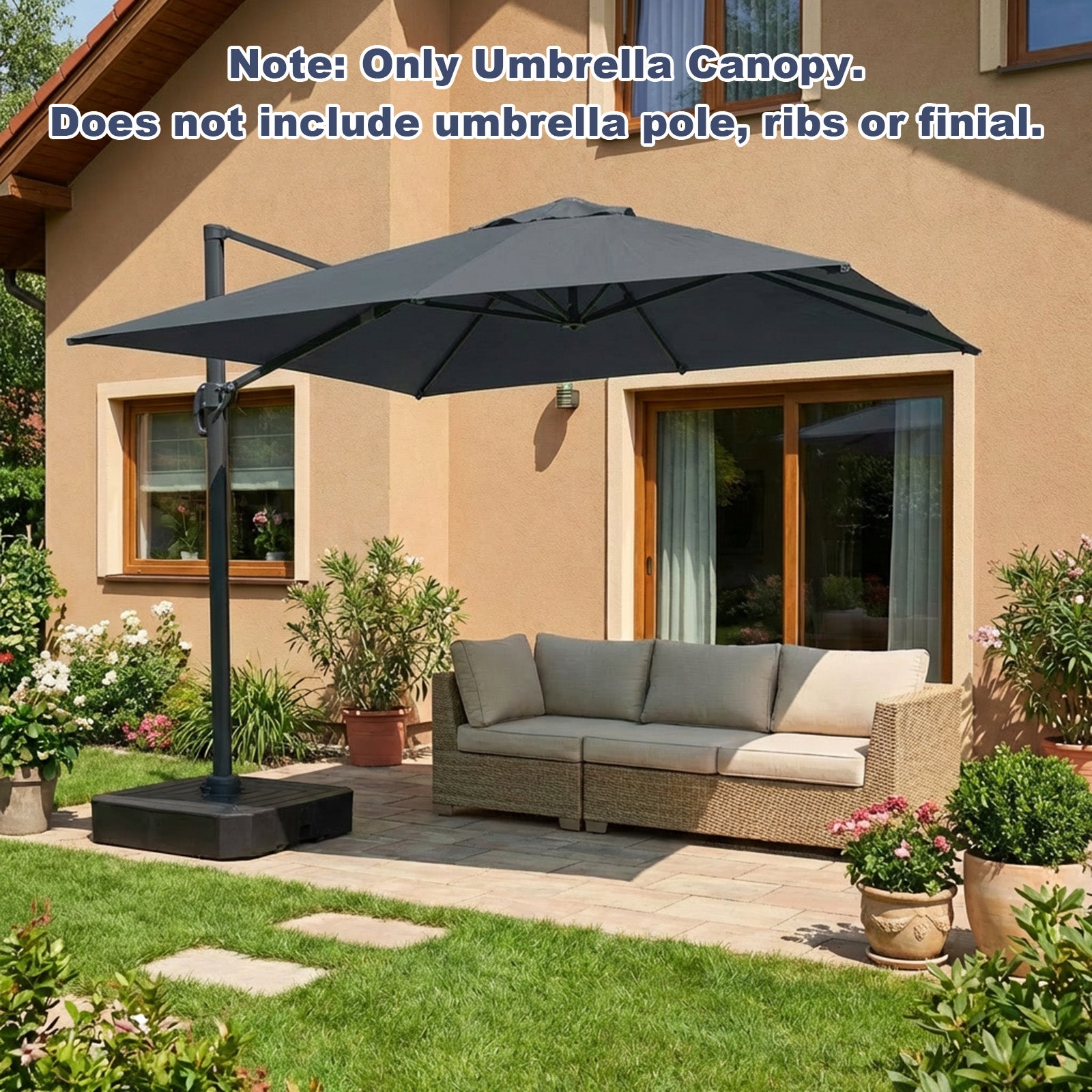 10x10 ft. Cantilever Umbrella Replacement Canopy for 8 Ribs Square Offset Umbrella