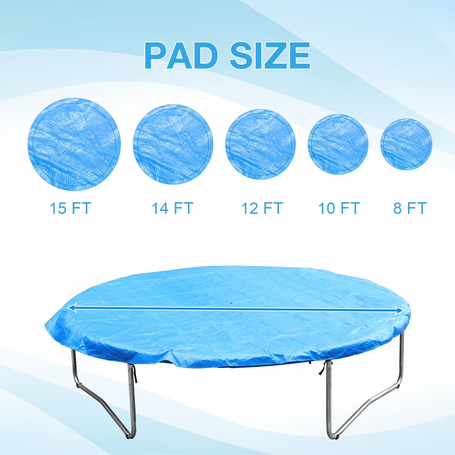 Trampoline Rain Cover, Waterproof Trampoline Tarp for Sun Snow Wind Protection