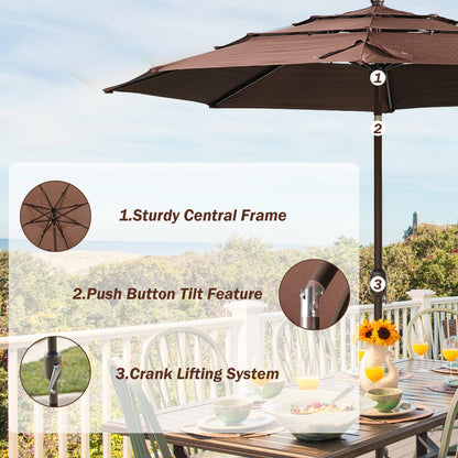 3 Tier 10ft. Patio Umbrella - Market Umbrella with Crank (No Base)