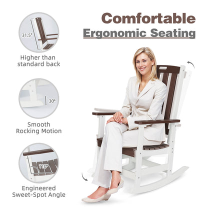 Outdoor Rocking Chair, Ergonomic HDPE Rockers with All-Weather Design