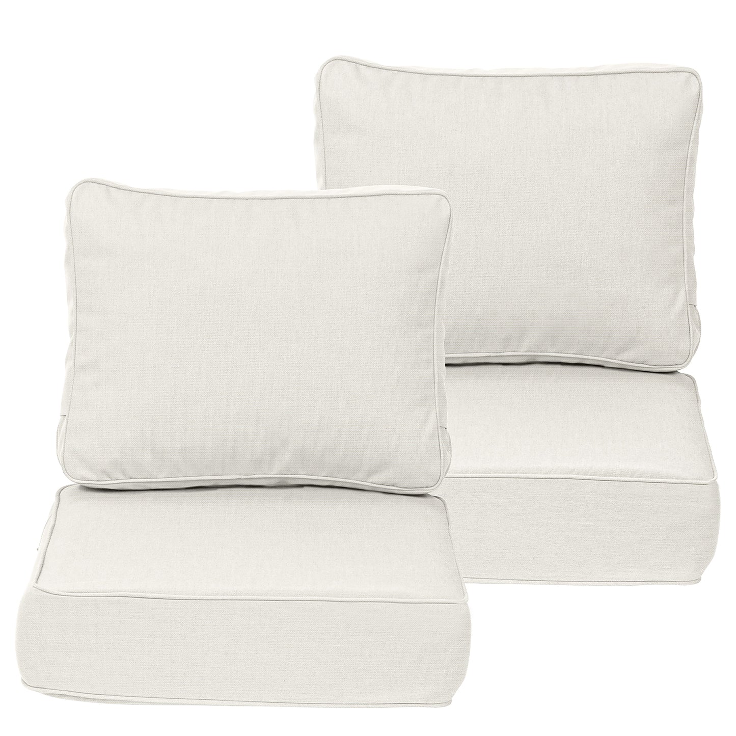 Premium Sunbrella Fabric Outdoor Patio Chair Cushions Set, Spectrum Eggshell - Aoodor 