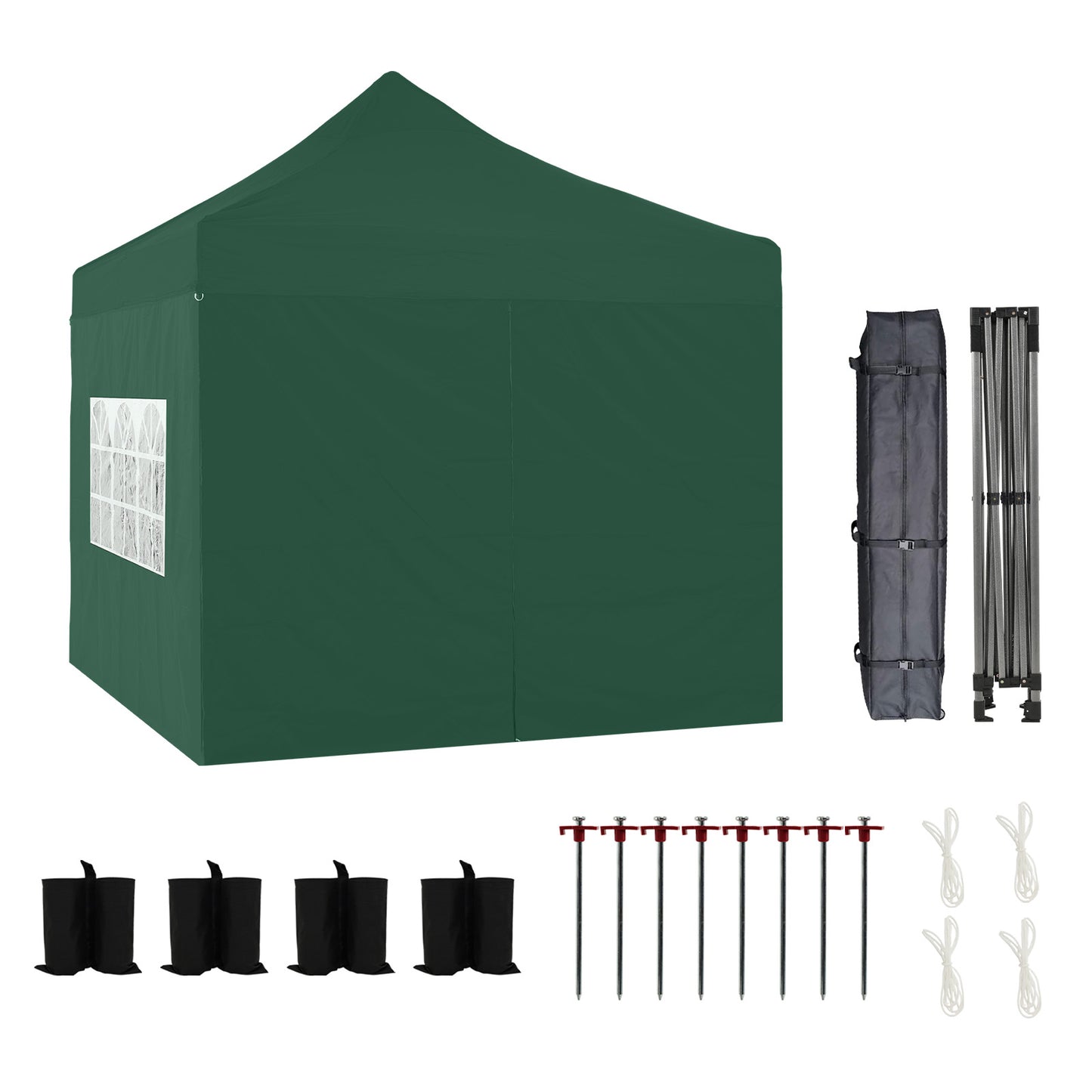 10x10 ft. Pop Up Canopy Tent with Windows Sidewalls and Wheeled Bag
