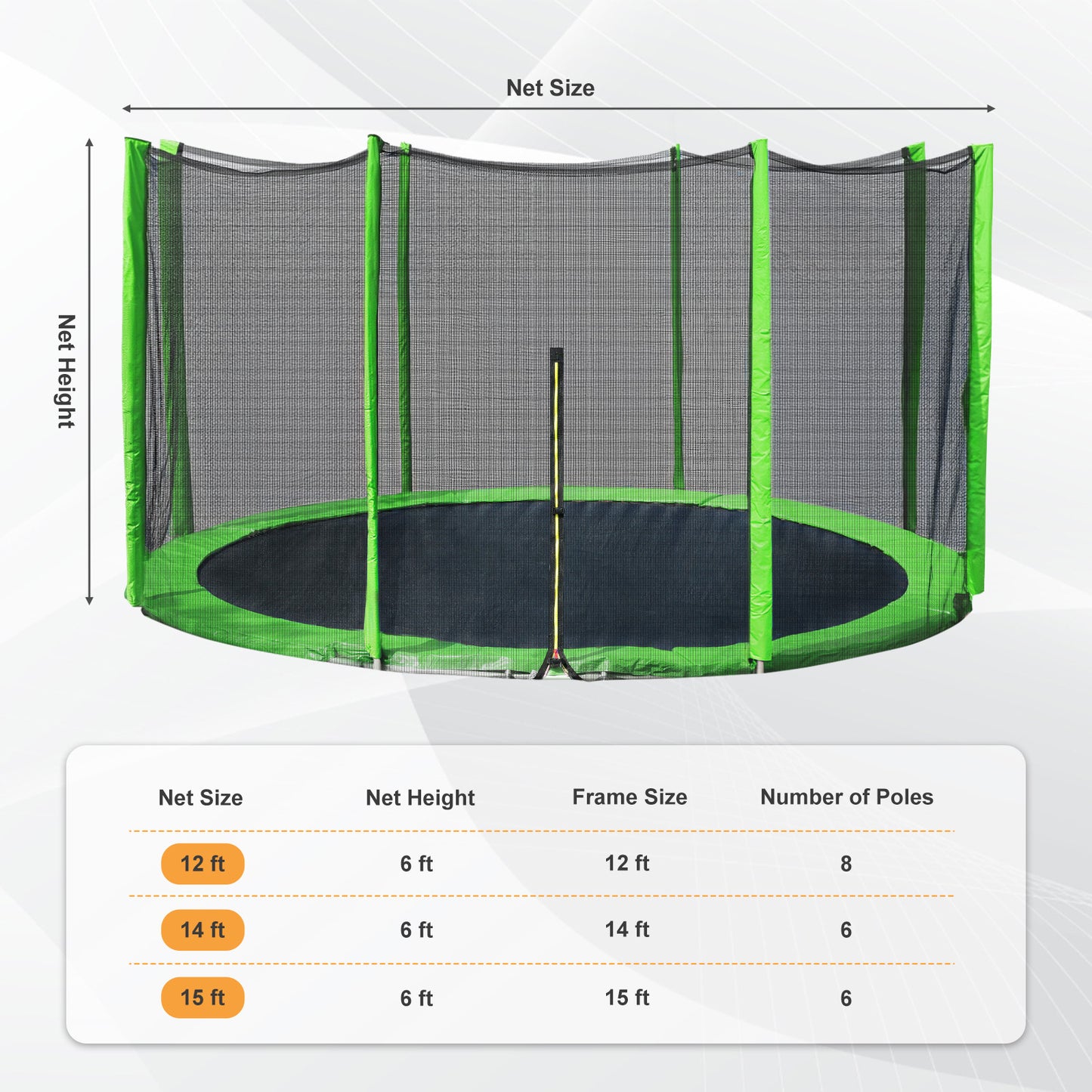 Trampoline Replacement Net for Round Frame Trampolines, Safety Enclosure Net