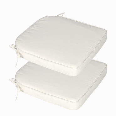 Outdoor Dining Chair Cushions Set, Patio Chair Pads with Ties, Ivory White