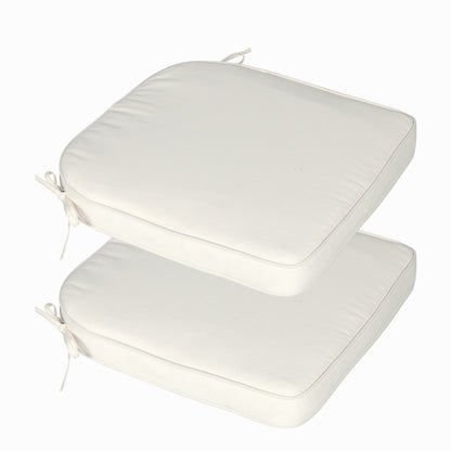 Outdoor Dining Chair Cushions Set, Patio Chair Pads with Ties, Ivory White
