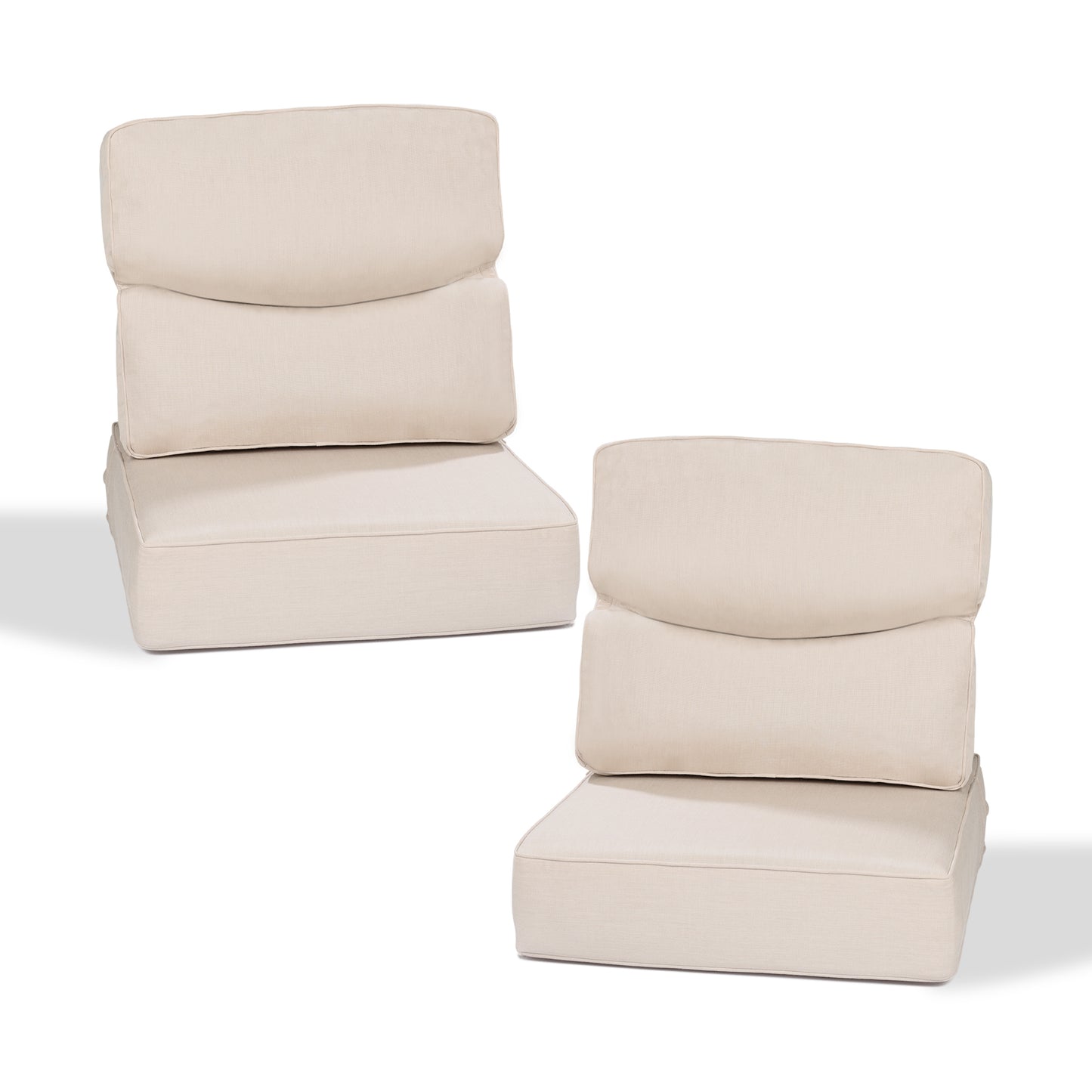 Smile Outdoor Chair Cushion Set, Sunbrella Fabric Deep Seating Cushions, Canvas Flax