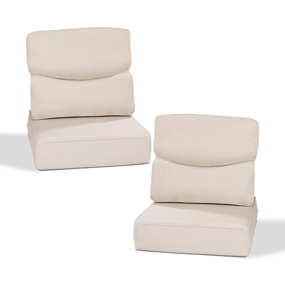 Smile Outdoor Chair Cushion Set, Sunbrella Fabric Deep Seating Cushions, Canvas Flax