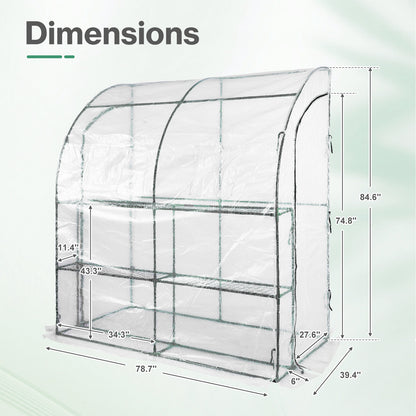7x3x7 ft. Lean to Greenhouse for Outdoors, Portable Walk-in Greenhouse