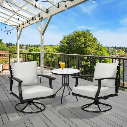 Waterproof Outdoor Deep Seat Cushion Set with Adjustable Straps & Removable Cover - Light Gray