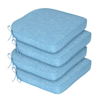 Outdoor Dining Chair Cushions Set, Patio Chair Pads with Ties, Lake Blue - Aoodor 