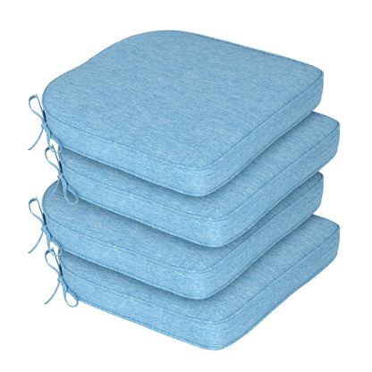 Outdoor Dining Chair Cushions Set, Patio Chair Pads with Ties, Lake Blue
