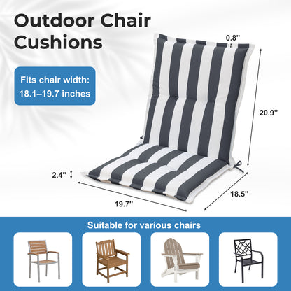 39x20x2.4 inch Outdoor Tufted Chair Cushions, Grey Stripe