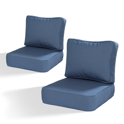 Premium Sunbrella Fabric Outdoor Patio Chair Cushions Set, Canvas Sapphire Blue