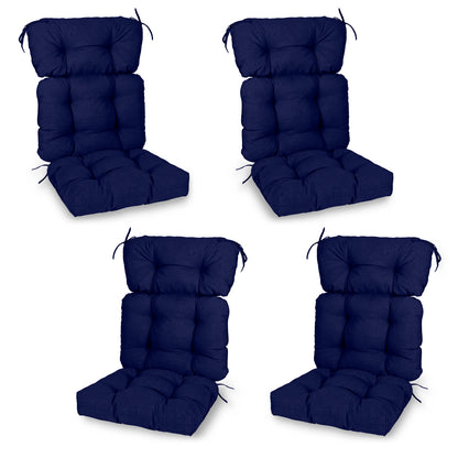 Outdoor Tufted High Back Cushions Patio Replacement Chair Cushion with Ties - Dark Blue