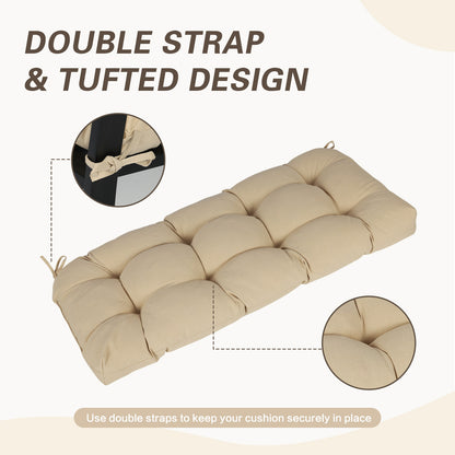 Outdoor Polyester Tufted Bench Cushion, Water & Fade Resistant, Khaki