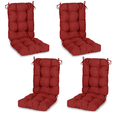 Tufted Outdoor High Back Chair Cushions Patio Replacement Cushion, Red