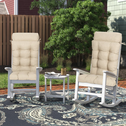 Tufted Outdoor High Back Rocking Chair Cushion Set of 2, Khaki