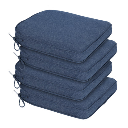 Outdoor Dining Chair Cushions Set, Patio Chair Pads with Ties, Navy Blue