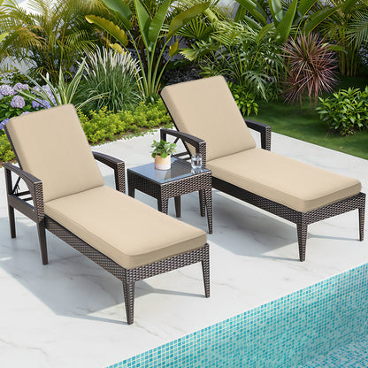 72x21x3 inch Patio Chaise Lounger Cushions Set of 2 - Brown