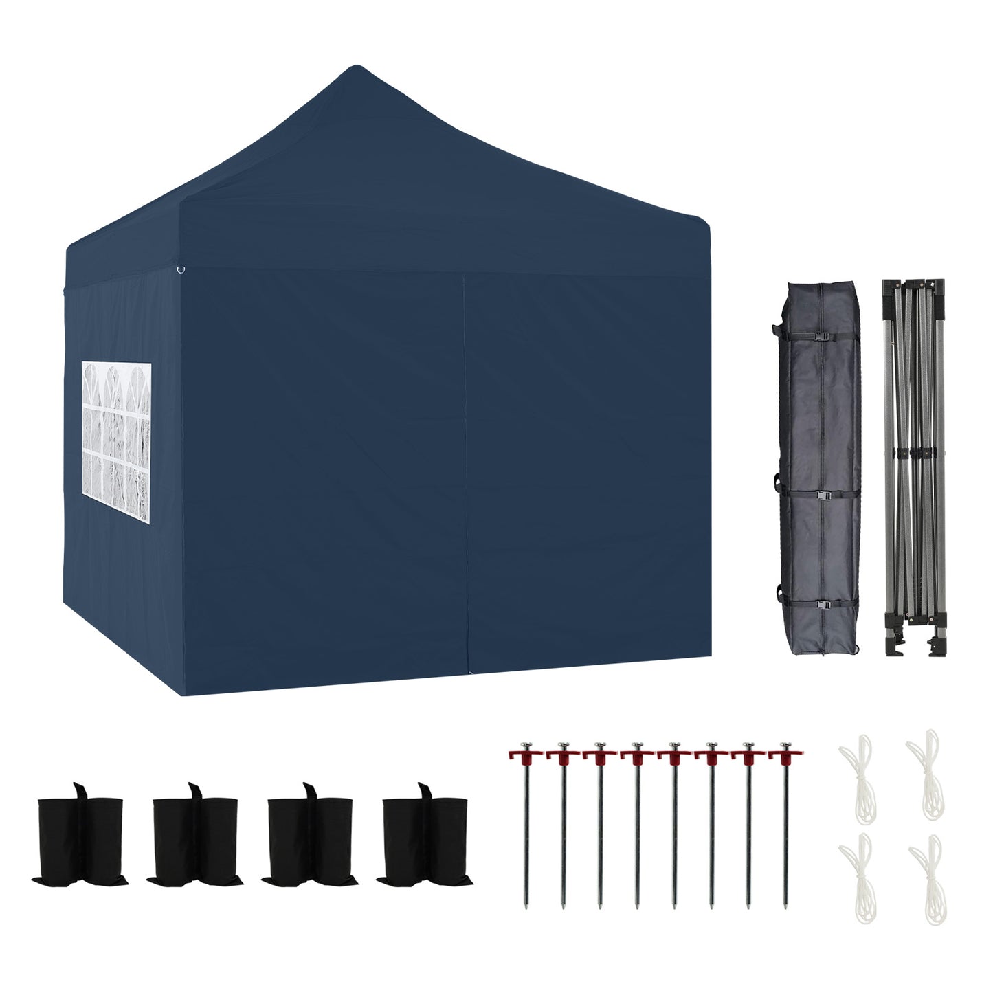 10x10 ft. Pop Up Canopy Tent with Windows Sidewalls and Wheeled Bag