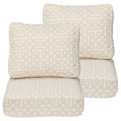Premium Sunbrella Outdoor Patio Chair Cushions Set, Beige, Set of 2